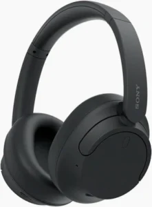 Sony WH-1000XM4 wireless noise-cancelling headphones in Black, folded flat showing the compact foldable design