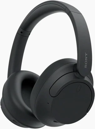 Sony WH-1000XM4 wireless noise-cancelling headphones in Black, folded flat showing the compact foldable design